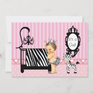 Inbjudan till rosa- och Zebra-babyskor