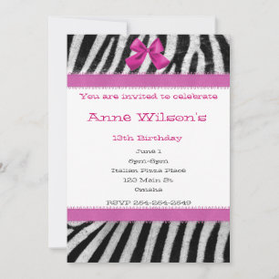 Inbjudan till rosa och Zebra Girls