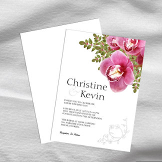 Inbjudan till rosa Orchid Wedding