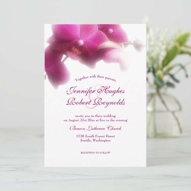 Inbjudan till rosa Orchid Wedding (Stående Fram)