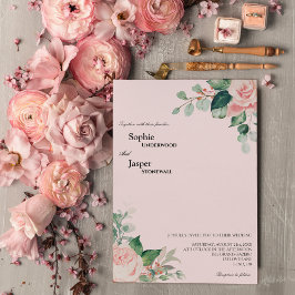 Inbjudan till Rosa på Blommigt bröllop