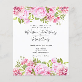 Inbjudan till Rosa Peony Blommigt Photo Wedding