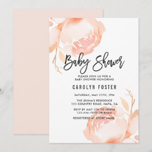 inbjudan till Rosa Peony Girl Baby Shower