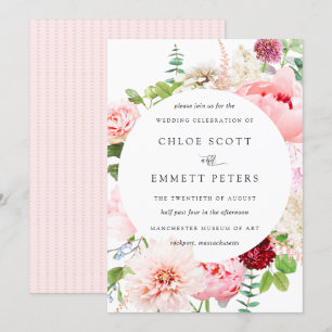 inbjudan till Rosa Peony Rustic Blommigt Wedding