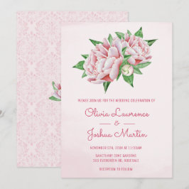 Inbjudan till rosa Peony Watercolor Wedding