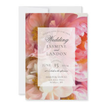 Inbjudan till rosa Peony Wedding