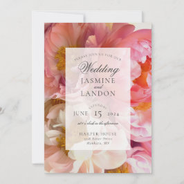 Inbjudan till rosa Peony Wedding