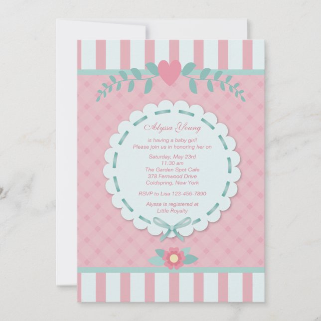 Inbjudan till Rosa Perfection Baby Shower (Framsida)