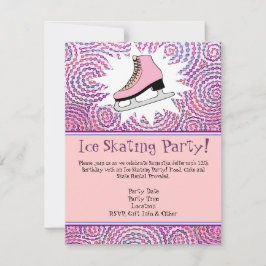 Inbjudan till rosa Personlig Ice Skating Party-gru
