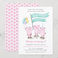 Inbjudan till rosa Piggy Barns födelsedag-partiet