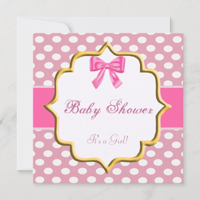 Inbjudan till rosa Polka Dot Baby Shower (Framsida)