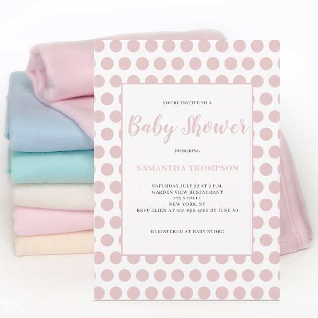 Inbjudan till rosa Polka Dot Baby Shower (Skapare uppladdad)
