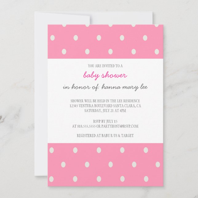 Inbjudan till Rosa Polka Dot Baby Shower (Framsida)