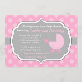 Inbjudan till rosa Polka dots Flicka Baby Shower