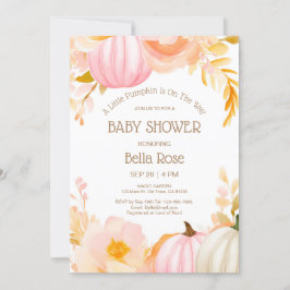 Inbjudan till rosa Pumpkin Fall Baby Shower