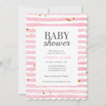Inbjudan till rosa Rand Watercolor Baby Shower