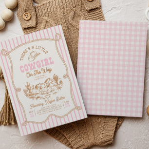 Inbjudan till Rosa Randig Cowgirl Baby Shower