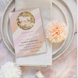 Inbjudan till rosa Retro Groovy Baby Shower