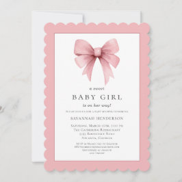 Inbjudan till rosa Ribbon Bow Girl Baby Shower