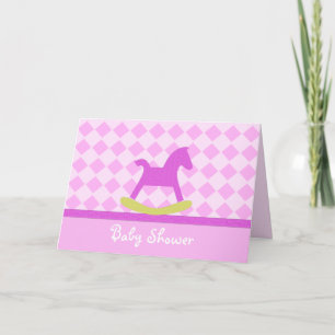 Inbjudan till rosa Rocking Horse Baby Shower