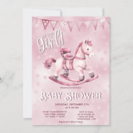 Inbjudan till rosa Rocking Horse Baby Shower