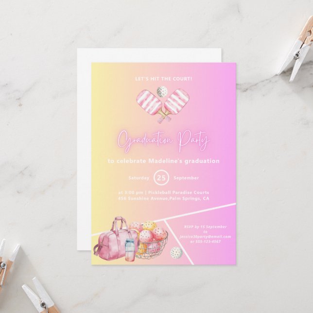 Inbjudan till rosa Roligt Pickleball Studentfest- (Fram/Back In Situ)