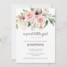 Inbjudan till rosa ros Baby Shower