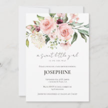 Inbjudan till rosa ros Baby Shower