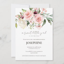 Inbjudan till rosa ros Baby Shower