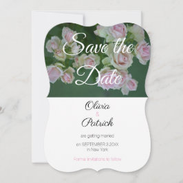 Inbjudan till rosa ros Bröllop spara datum