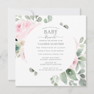 Inbjudan till Rosa ros Eucalyptus Baby Brunch