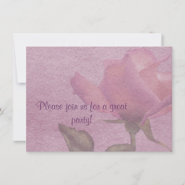 Inbjudan till Rosa ros Parchment Stil (Framsida)