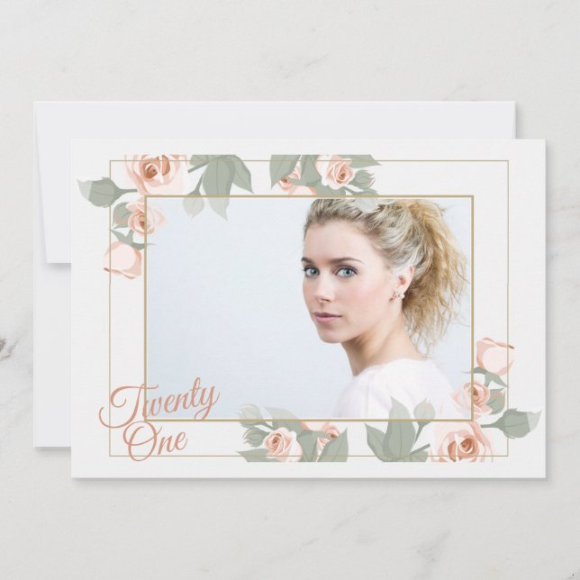 Inbjudan till Rosa ros Photo Ram (Framsida)