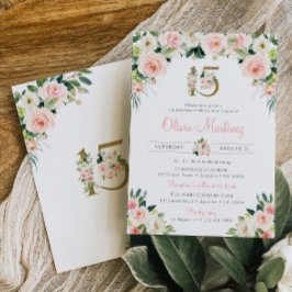  inbjudan till rosa ros Quinceañera Birthday Inves