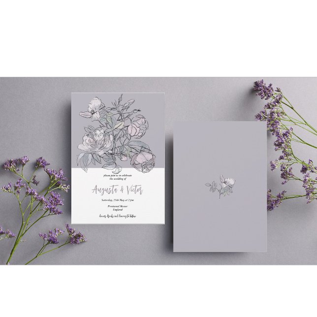 Inbjudan till Rosa ros Script Elegant bröllop (Skapare uppladdad)