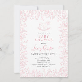 Inbjudan till rosa roterande häst Baby Shower