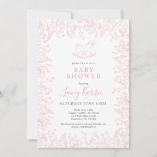 Inbjudan till rosa roterande häst Baby Shower