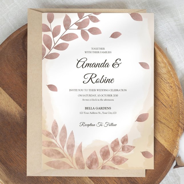  inbjudan till Rosa Rustic Wedding (Skapare uppladdad)