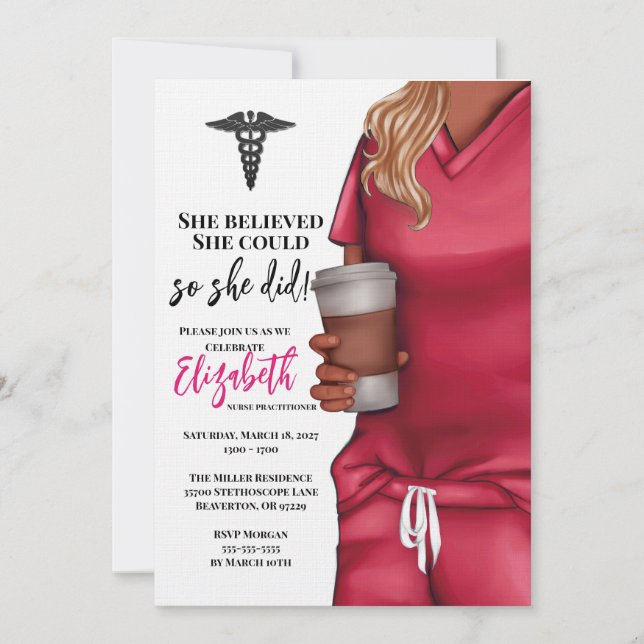 Inbjudan till rosa SCrub Medical School Studenten (Framsida)