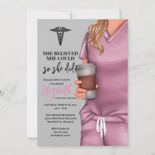 Inbjudan till rosa Scrubs Nursing School Studenten