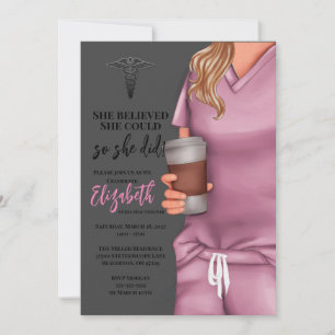 Inbjudan till rosa Scrubs Nursing School Studenten