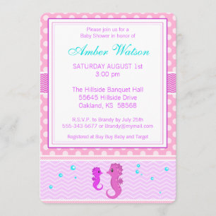 Inbjudan till Rosa Seahorse Baby Shower