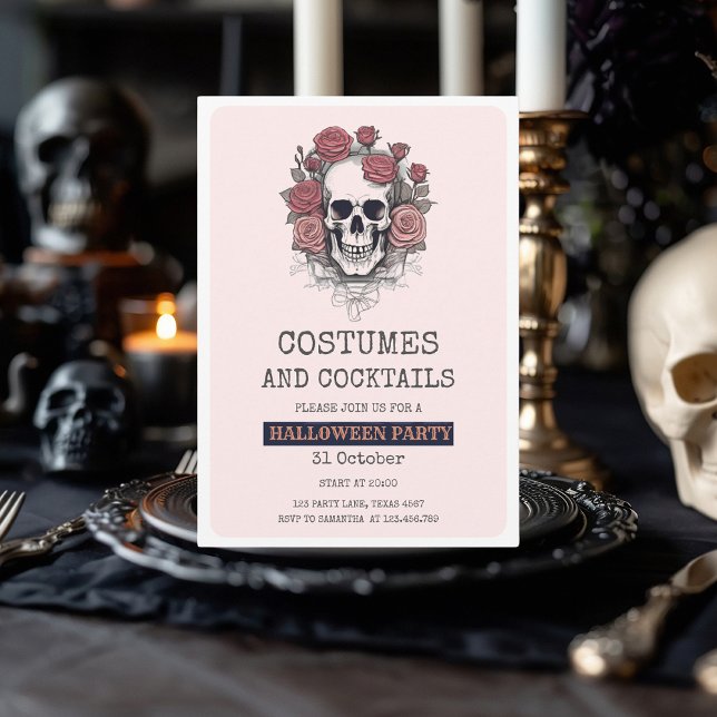 Inbjudan till Rosa Skull Scary Halloween fest (Skapare uppladdad)