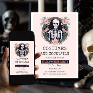 Inbjudan till Rosa Skull Scary Halloween fest