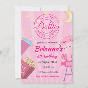 Inbjudan till rosa Slumber Party födelsedag