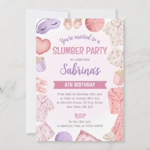 Inbjudan till rosa Slumber Party - Girls Sleepover