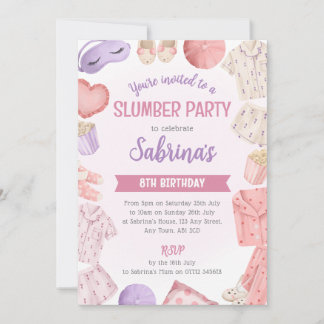 Inbjudan till rosa Slumber Party - Girls Sleepover