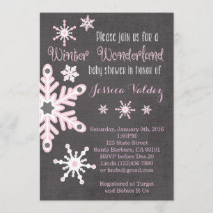 Inbjudan till Rosa Snöflingor Baby Shower