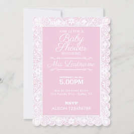 Inbjudan till rosa & Snöre Baby Shower