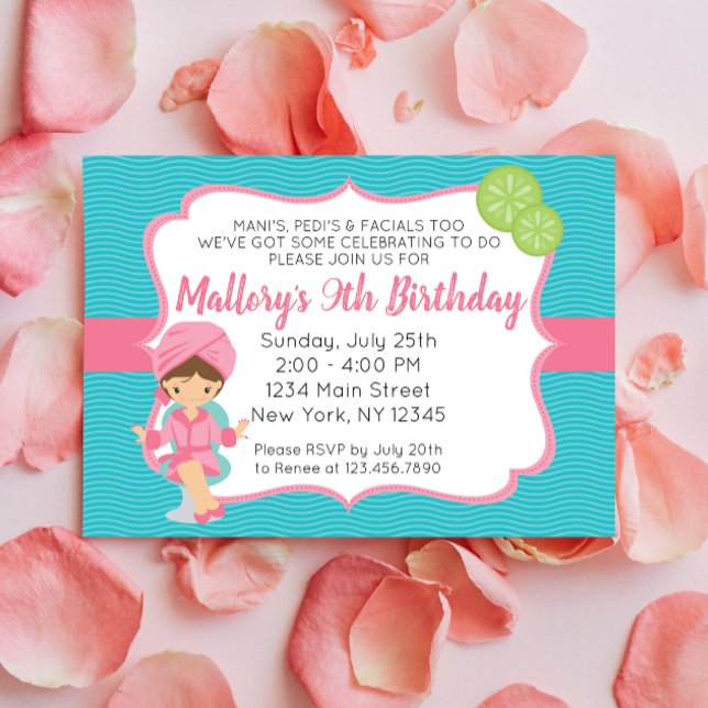 Inbjudan till rosa SPA-födelsedagsdag (Skapare uppladdad)